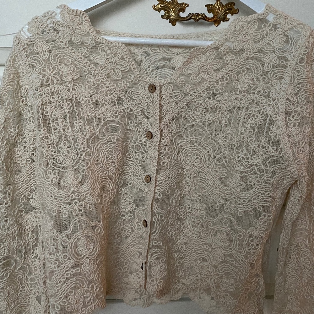 crop lace cover-up top